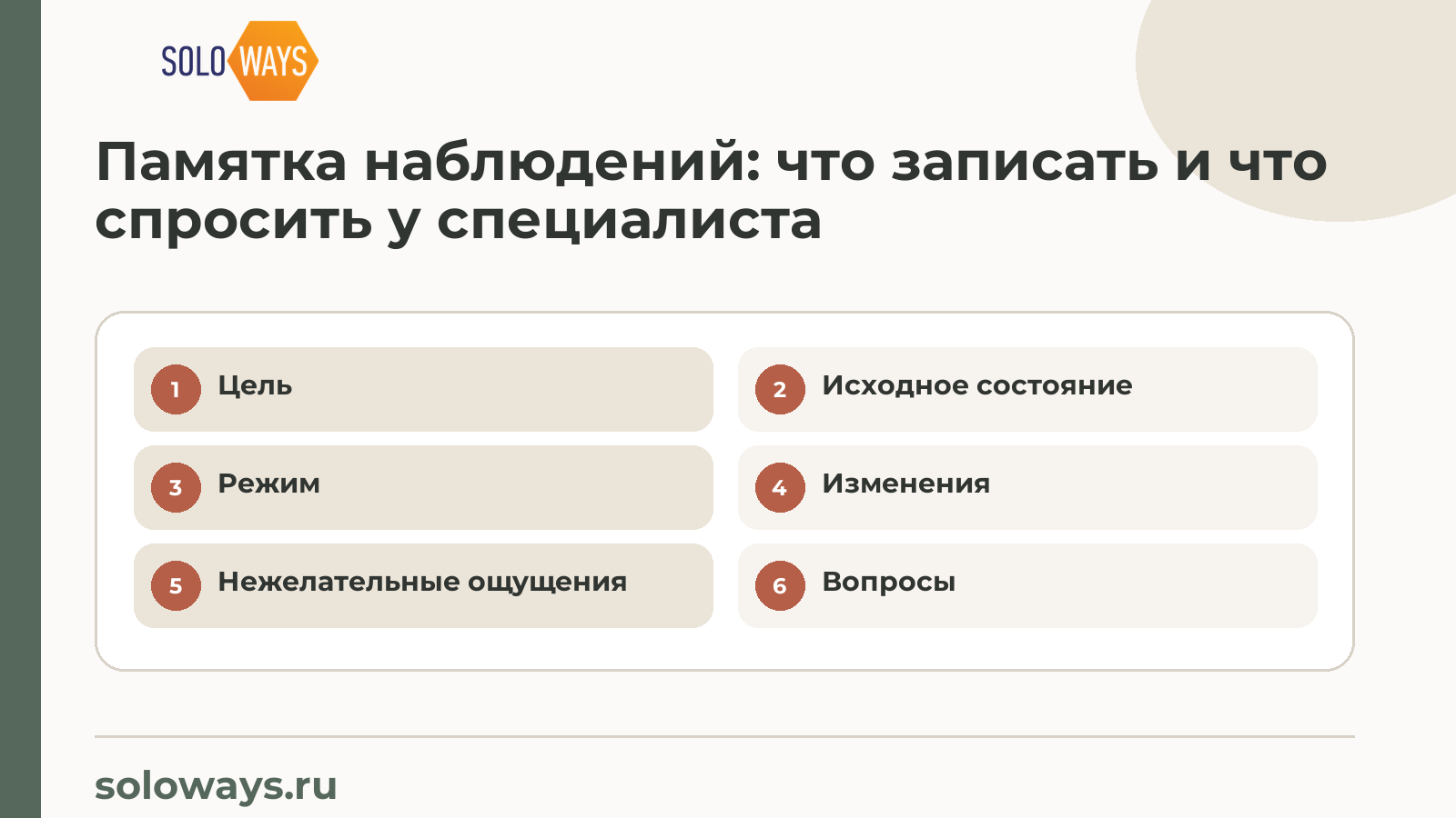 Памятка наблюдений: что записать и что спросить у специалиста